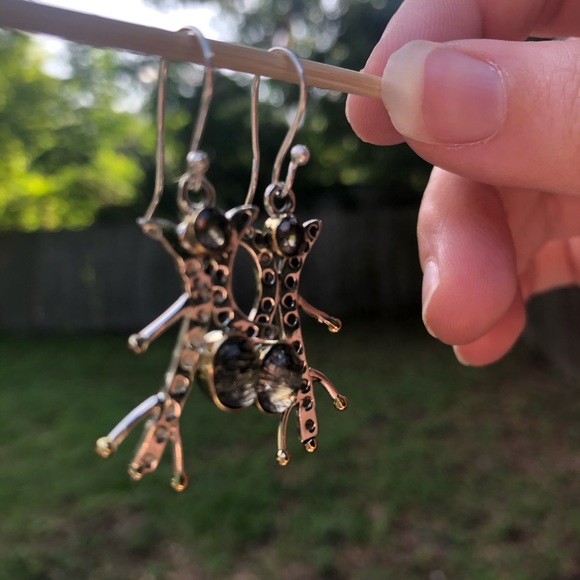 Smoky Quartz & Tourmalated Quartz Earrings - Picture 4 of 5